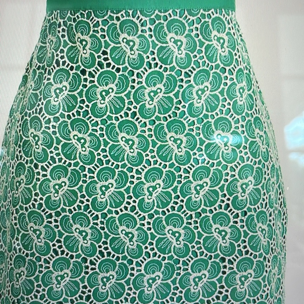 J. Crew Flounce Skirt with Floral Embroidery- SZ 8- Kelly Green